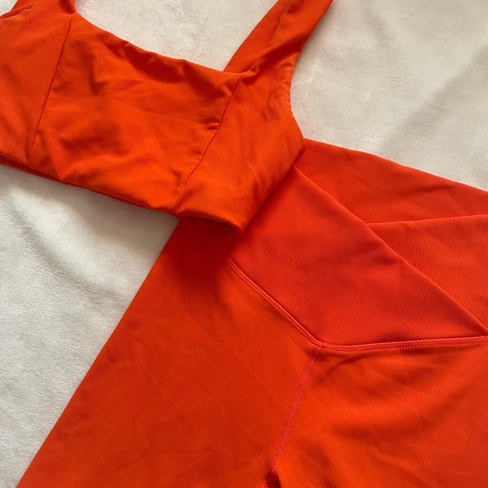 Wilo the Label Orange Sports Bra and Shorts Activewear Workout Set